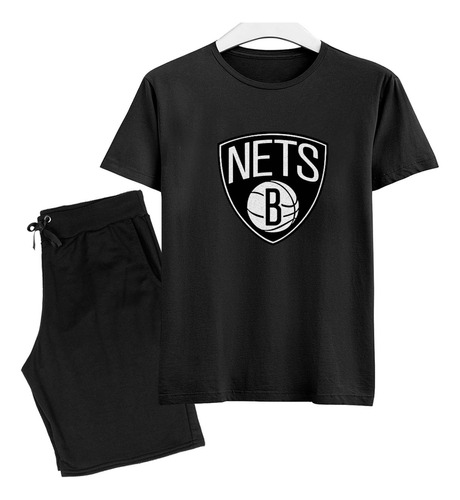 Camisa E Bermuda Plus Size Temporada Basquete Conjunto Nets