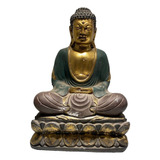 Antigua Figura De Buda Original Pintado