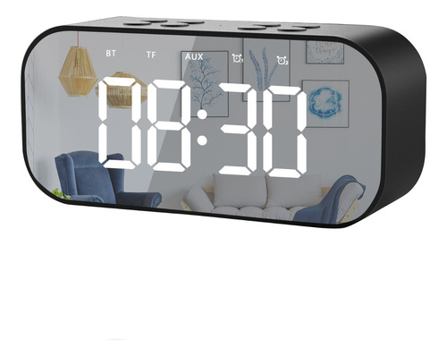 Reloj Despertador Digital C/bocina/bluetooth/radio Fm, Negro