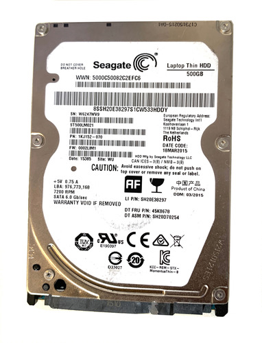 Hd Notebook 500gb 7200rpm Seagate Thinn Hdd St500lm023 Cor Cinza-claro