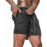 Gym Short Con Licra Deportiva 2 En 1 Hombre Correr Ejercicio