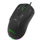 Mouse Gamer Ergonomico Rgb 7200 Dpi 6 Botones Alambrico Usb Color Negro