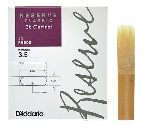 Cañas Daddario Reserve Classic Número 3 1/2 Para Clarinete Bb X 10 Unidades