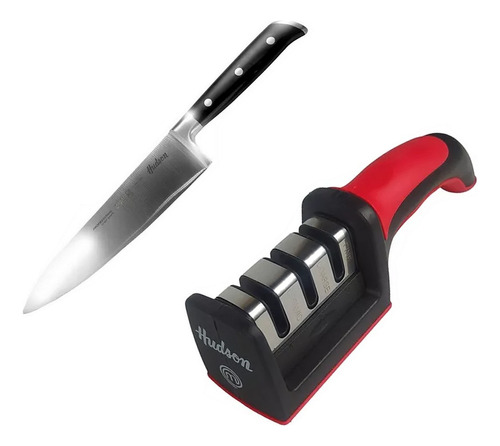 Set Afilador Cuchillo Acero Inox Cheff Professional 7 Negro