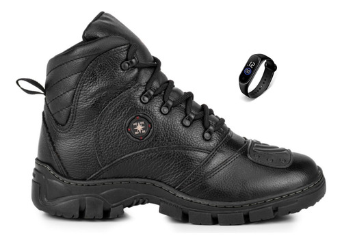 Bota Coturno Masculino Motoqueiro 100%couro Legitimo +brinde