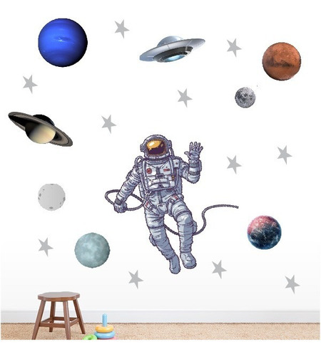 Vinilos Infantiles Astronauta Espacio Exterior - Pared 2m