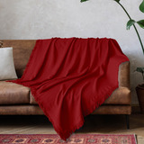 Manta Para Sofá Gigante Cama Coberta Viena 150x120 Tendência Cor Vermelho Desenho Liso