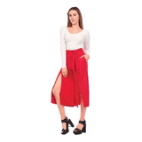 Pantalon Culotte Rojo, Abertura Al Frenta 191-60 Cklass