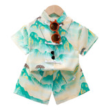 Conjunto De Camisas Casuais De Praia Para Crianças De Verão
