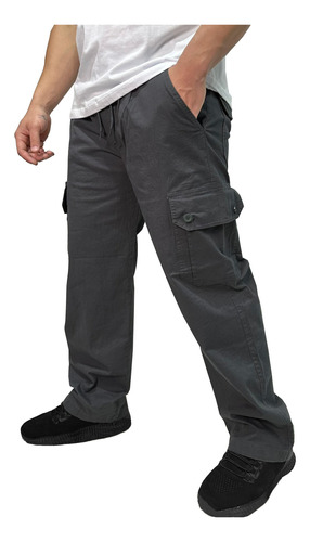 Pantalon Cargo Mom Gabardina Sin Puño Hombre