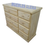 Comoda 1.20 Mt Cajonera De Pino Macizo 8 Cajones