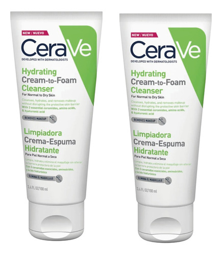 2 Pack Cerave Limp Hidratante Crema Espuma Para Rostro 100ml