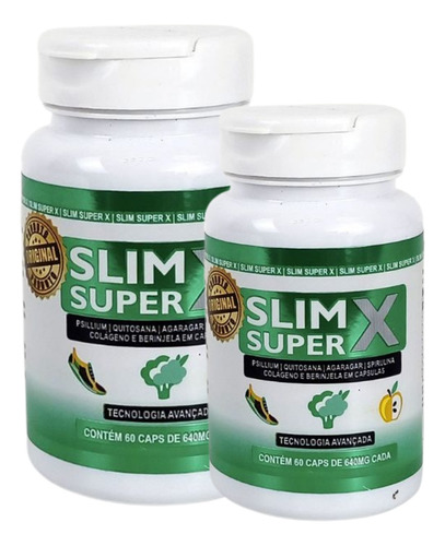 2 Super Slim X  Suplemento Detox 60 Cápsulas Original C Nota