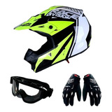 Kit Casco Cross Vertigo Mz3 Rd Guantes Antiparras - Fas