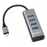 Twopan Usb-c Hub T1-h 5-in-1 Usb Type C Hub Con Hdmi(4k) Out