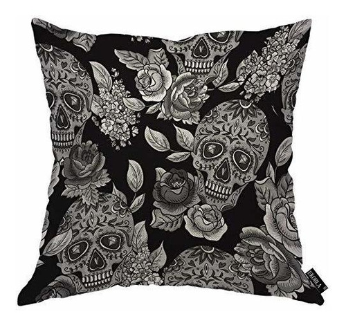 Ekobla - Funda De Almohada Con Diseño De Calavera, Dibujo De