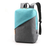 Mochila Urbana Unisex Porta Notebook Ejecutiva Escolar Color Celeste Diseño De La Tela Liso