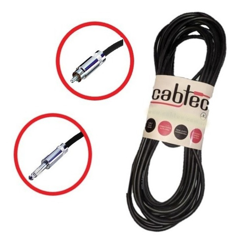 Cable Plug Mono Ts A Rca 3 Metros Cab-tec Fichas Neutrik