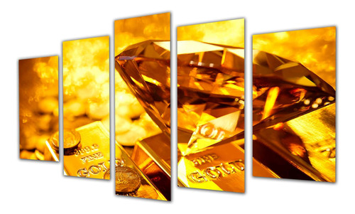 Cuadro 60x100cm Oro Gold Barra Lingotes Dinero Dorado P1