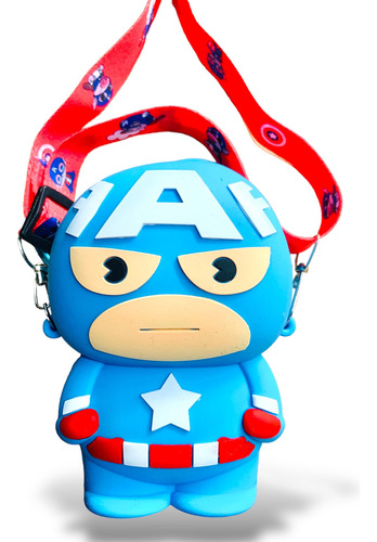 Monedero Silicon Monedas Escuela Con Lanyard Capitan America