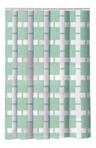 Cortina De Baño Estampada  Pvc  Cleo Transparente Verde Agua