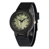 Reloj De Madera Retro Negro  Compatible Con Mujeres.