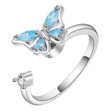 Anillo Ajustable Mariposa Giratorio Antiestrés Para Mujer