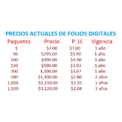 Folios Digitales Paquete Con 1000 | Meses sin interés