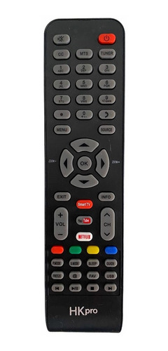Control Remoto Samrt Tv Hk Pro Con Netflix Y Youtube + Pilas
