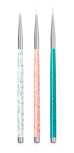 Set 3 Pinceles Liners Para Nail Art Deco Uñas 