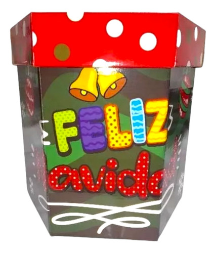 1 Caja De Regalo Con Diseño De Feliz Navidad 27x27cm
