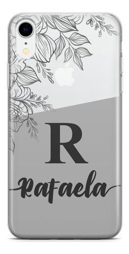 Capa De Celular Metade Cor Metade Flor Cinza C Nome