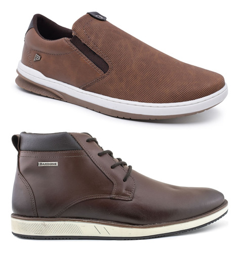 Kit 2 Sapatênis Slip-on Urban & Bota Masculino Half Cab