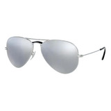 Óculos De Sol Polarizados Ray-ban Aviator Mirror Standard Armação De Metal Cor Polished Silver, Lente Silver De Cristal Flash, Haste Polished Silver De Metal - Rb3025