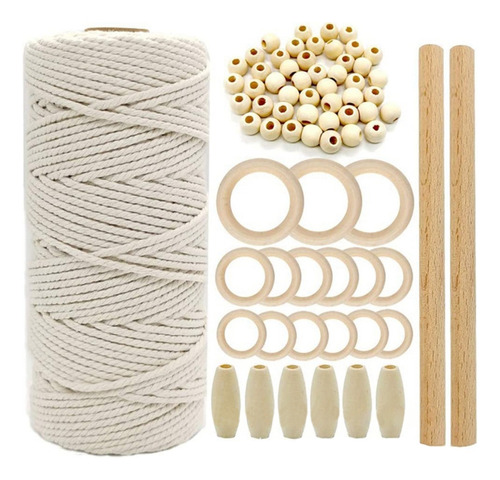 Kit De Abalorios De Madera Con Cordón De Macramé, Hilo De Al