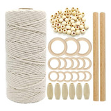 Kit De Abalorios De Madera Con Cordón De Macramé, Hilo De Al