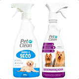 Kit Banho A Seco + Desembaraçador De Pelos Pet Clean 500ml