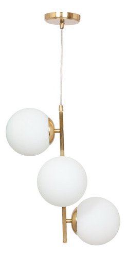 Colgante Elyn 3 Luces Dorado - Globo 15 Vidrio Opal Satinado