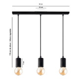 Lampara Colgante 3 Luces Deco Moderno Apto Techo E27 Color Negro