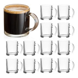 Tazas De Vidrio, 12 Tazas De Café Transparentes Con Asa De 3
