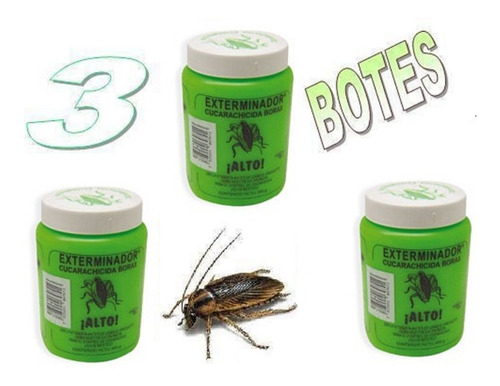 Insecticida Cucarachicida Exterminador,3 Botes, Bórax, Daa