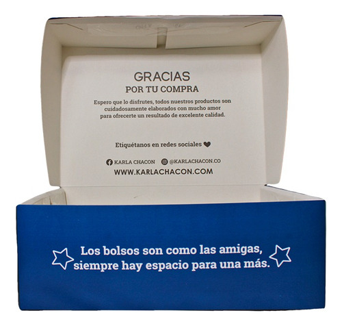 Caja Azul Decorativa Carton Para Regalo Bolsos Karla Chacon