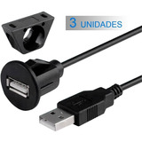 Kit 3 Cabos Usb 2.0 Extensão Macho Femea Multimídia 1 Metro