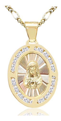 Medalla Oro 10k Sagrado Corazón 1 Gr + Cadena De Regalo