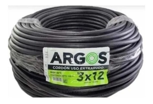 20 Metros Cordón De Uso Rudo 3 Líneas Calibre 12 Argos 3x12