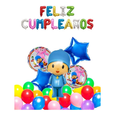 Set Globos Decoración Fiesta Feliz Cumpleaños Pocoyo Colores | MercadoLibre