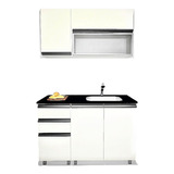 Mueble Cocina Alacena Y Bajo De 120 Blanco Perfil J Y Vidrio