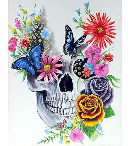 Pintura De Diamante 5d Calavera Con Mariposa Pintura De...