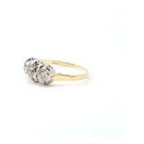 Anillo Tricillo Oro 18k Y Platino Con 3 Diamantes.