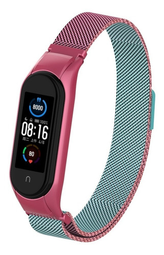 Pulseira Metal Rosa Cyan Para Mi Band 5 E 6, Engate Seguro.